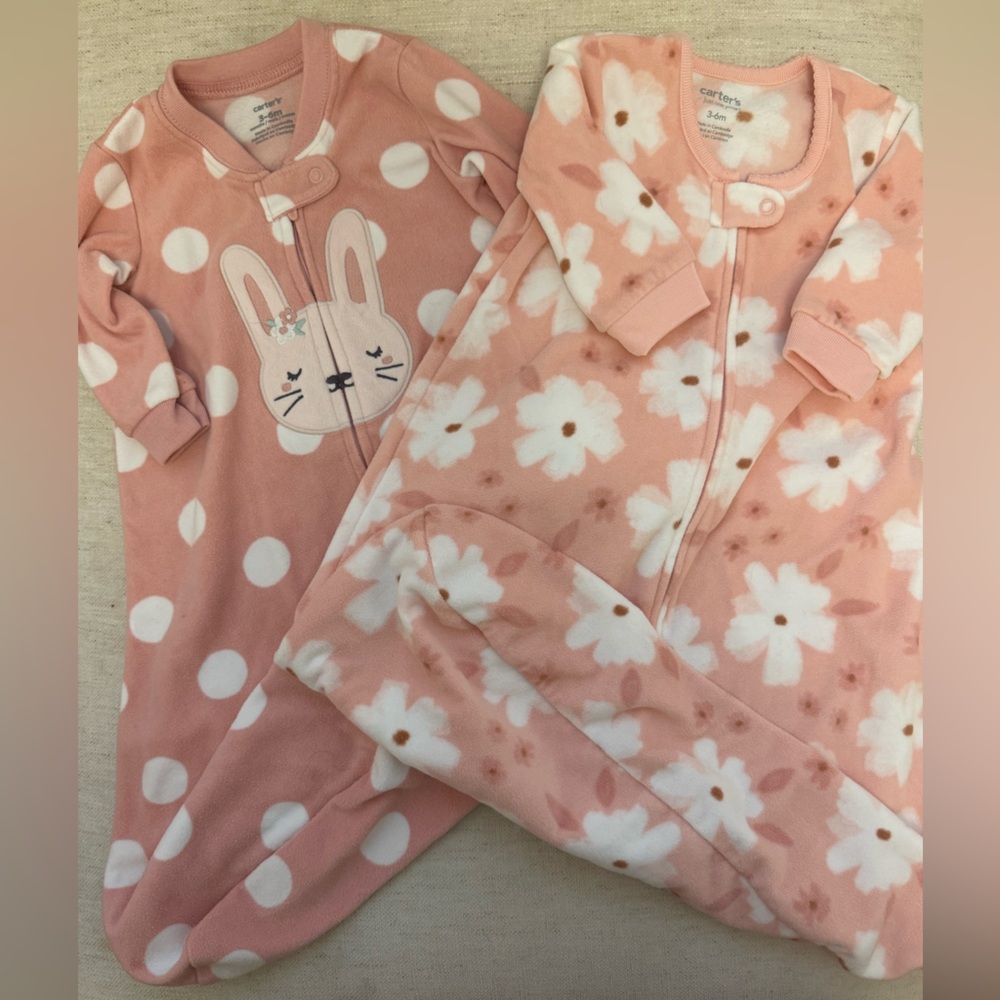 3-6 Month, 2 Fleece Long Sleeve Sleep Sacks